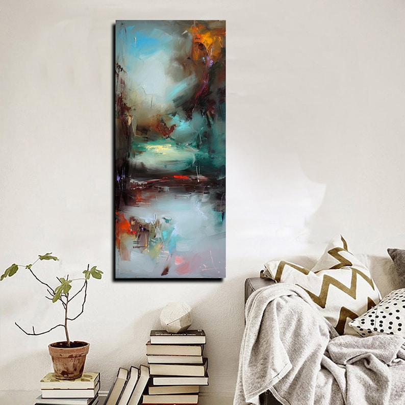 Large Summer Landscape Abstract Oil Painting on Canvas (19x43 In) - Etsy