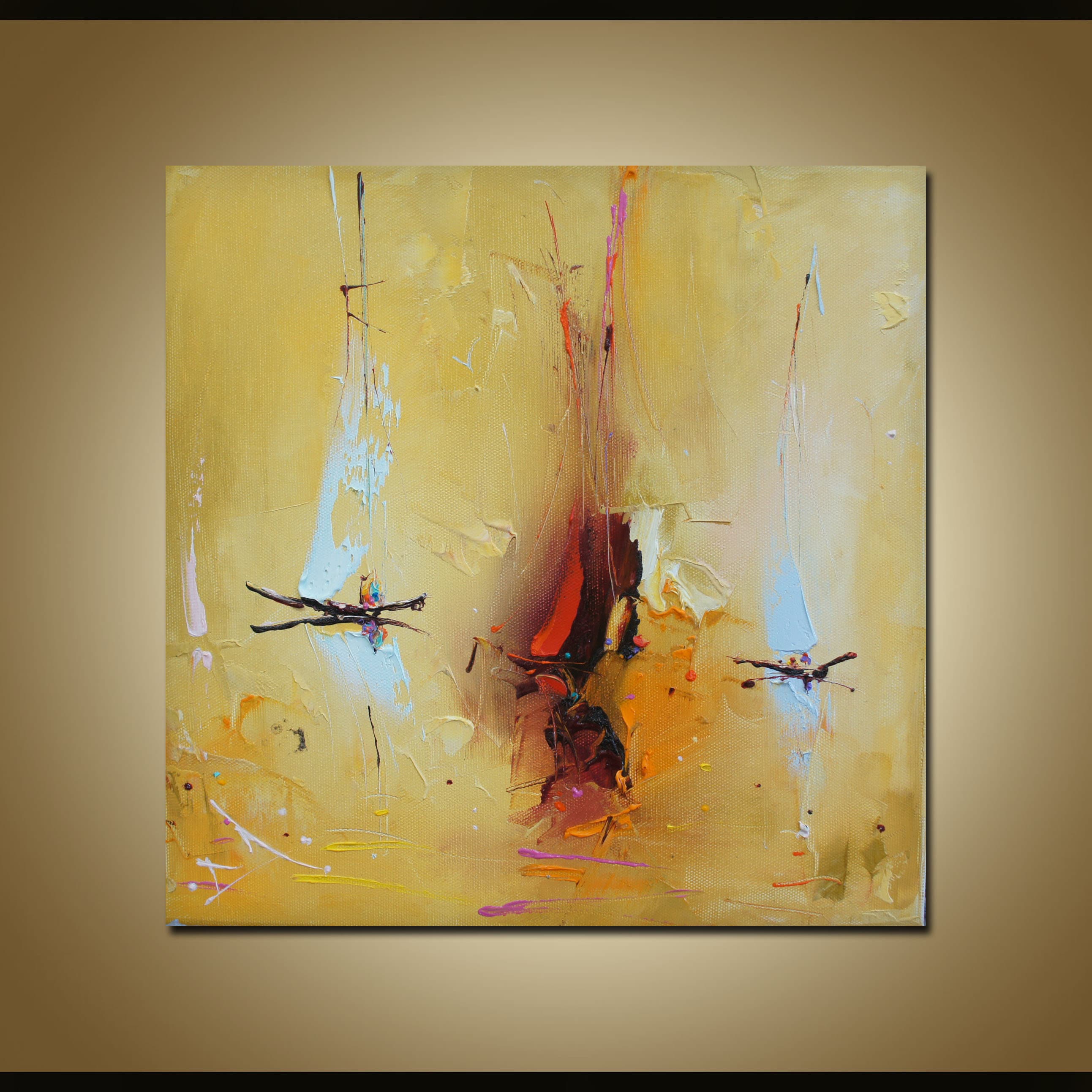 Tableau Abstrait,Nature Vert Gris Montagnes Ruisseau Paysage Vertical Grandes Peintures À l'huile Art Moderne Abstrait Oeuvre Toile Mur Art Peintures