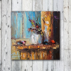 Still life Art, Abstract Canvas Art, Oil Painting, Modern Art, Canvas Painting Kitchen Wall Decor, Wall Art, Palette Knife Original Painting
