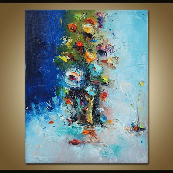 PALETTE KNIFE Floral Art Oil Painting Original Artwork Etsy