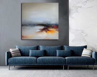 Original Sky Landscape Oil painting,Large Ocean Canvas Oil Painting,Large Original Sea Oil Painting,Large Wall Art Blue Abstract Painting