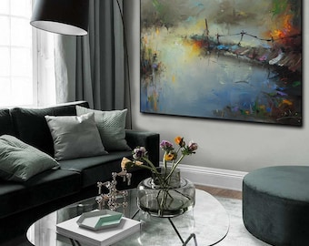 Abstract Landscape Canvas Print, Living Room Wall Art