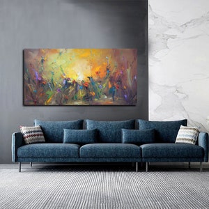 Groot bloemenschilderij op canvas, bloemenkunst, olieverfschilderijlandschap, originele kunstwerken, keukenmuurdecor, abstracte canvaskunst, cadeauidee