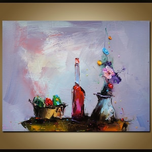 Still Life Painting on Canvas, Original Painting, Oil Painting, Fine Art Painting, Floral Still Life, Fruit Painting, Dining Room Painting