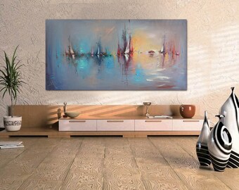 Extra Large Wall Art, Abstract Art, Original Oil Painting, Landscape, Abstract Seascape, Large wall Decor, Original Art,  Large Canvas Art