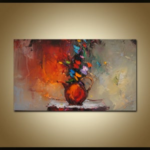 Still life Oil Painting, Oil Painting Original, Modern Painting, Canvas Art, Home Decor Art, Kitchen Wall Decor, Flowers Painting, Gift art