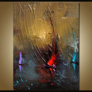 Klein schilderij op canvas originele muur kunst zee schilderij bruin groen schilderij hedendaagse kunst origineel schilderij canvas abstracte kamer decor