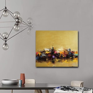 Abstract Gold Painting Large Abstract Painting on Canvas Modern Oil Painting Original Minimalist Art Abstract Art for Living Room