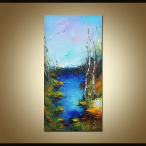 Olieverfschilderij landschap, abstracte canvaskunst, kunst aan de muur schilderen, originele kunstwerken, abstract olieverfschilderij, groot schilderij, hedendaagse kunst
