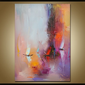 Large Ocean Painting Gold Abstract Painting Abstract Sunset Painting Blue Ocean Painting Thick Paint Unique Abstract Painting Original Art
