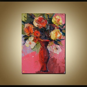Pintura al óleo pequeña, Obra de arte original, Pintura abstracta, Arte de cocina, Pintura de marco, Arte moderno. Pequeño marco Arte Pintura texturizada Colorido