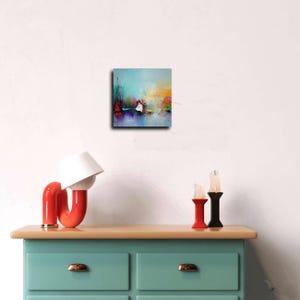 Pintura de paisaje sobre lienzo, pintura al óleo, arte original, arte mural natural, pintura abstracta, arte italiano, arte para sala de estar, arte mural texturizado imagen 2