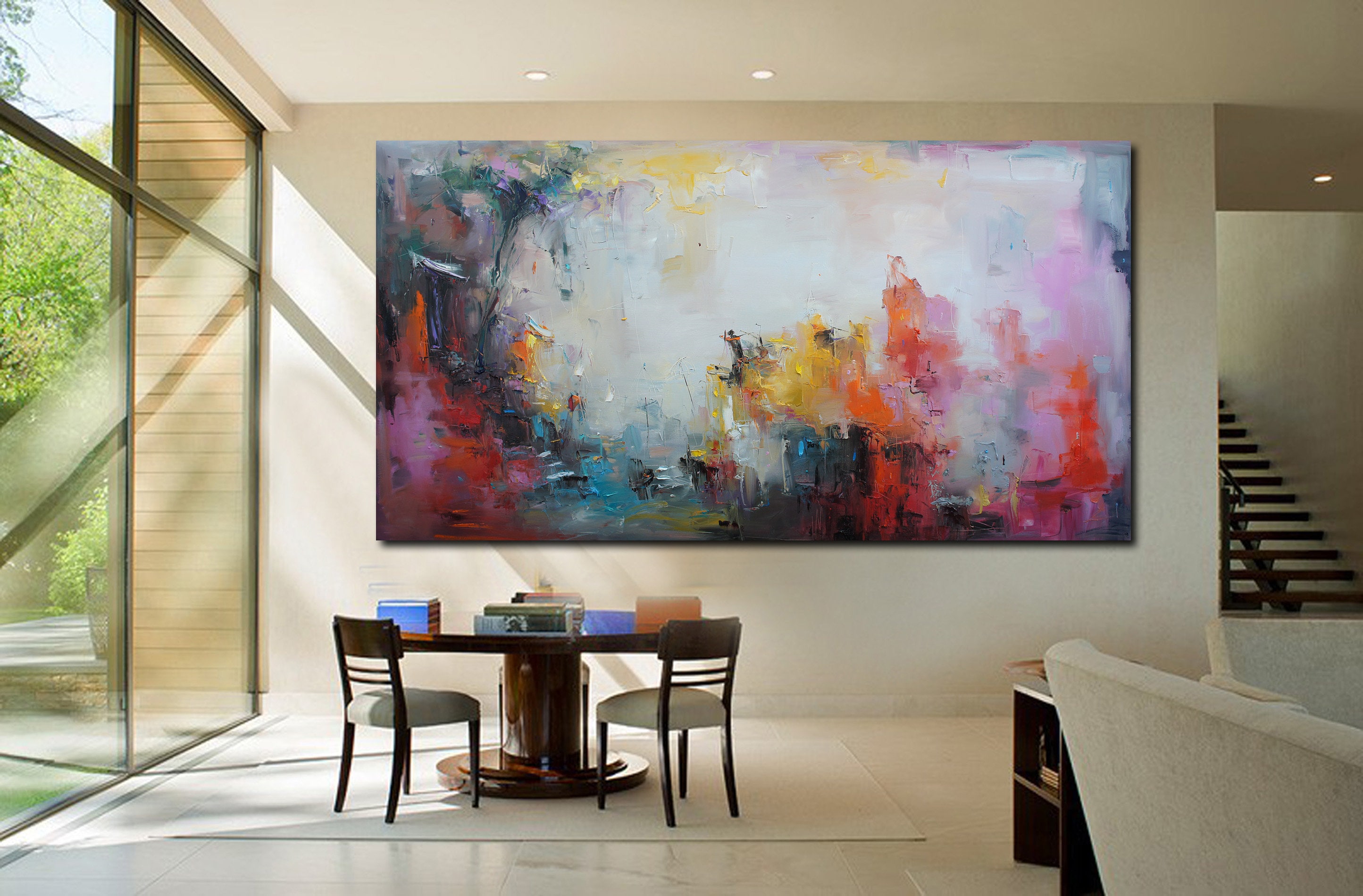 Oversize Abstract Oil Painting on Canvas: Modern Palette Knife Art - Etsy