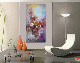 Large Oil Painting, Palette Knife Flowers Art Canvas Art Large Abstract Painting Flowers, Original Art, Canvas Wall Art, Abstract Canvas Art