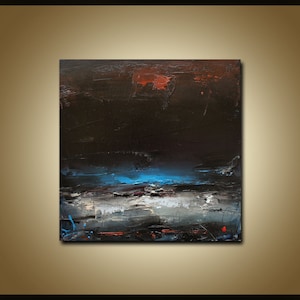 Pintura original do oceano em tela, pintura moderna em preto e branco, pintura abstrata de arte de parede, tela de arte abstrata de parede, decoração abstrata de sala de estar