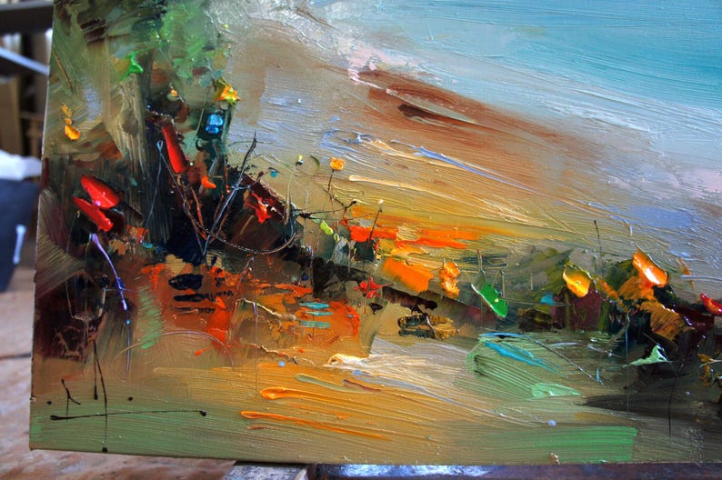 Original Beach Oil Painting on Canvas, Coastal Abstract Art (32x32) - Etsy