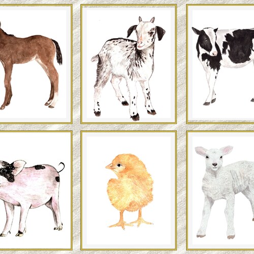 Farm Animal Prints nursery Print Kids Room Prints Etsy