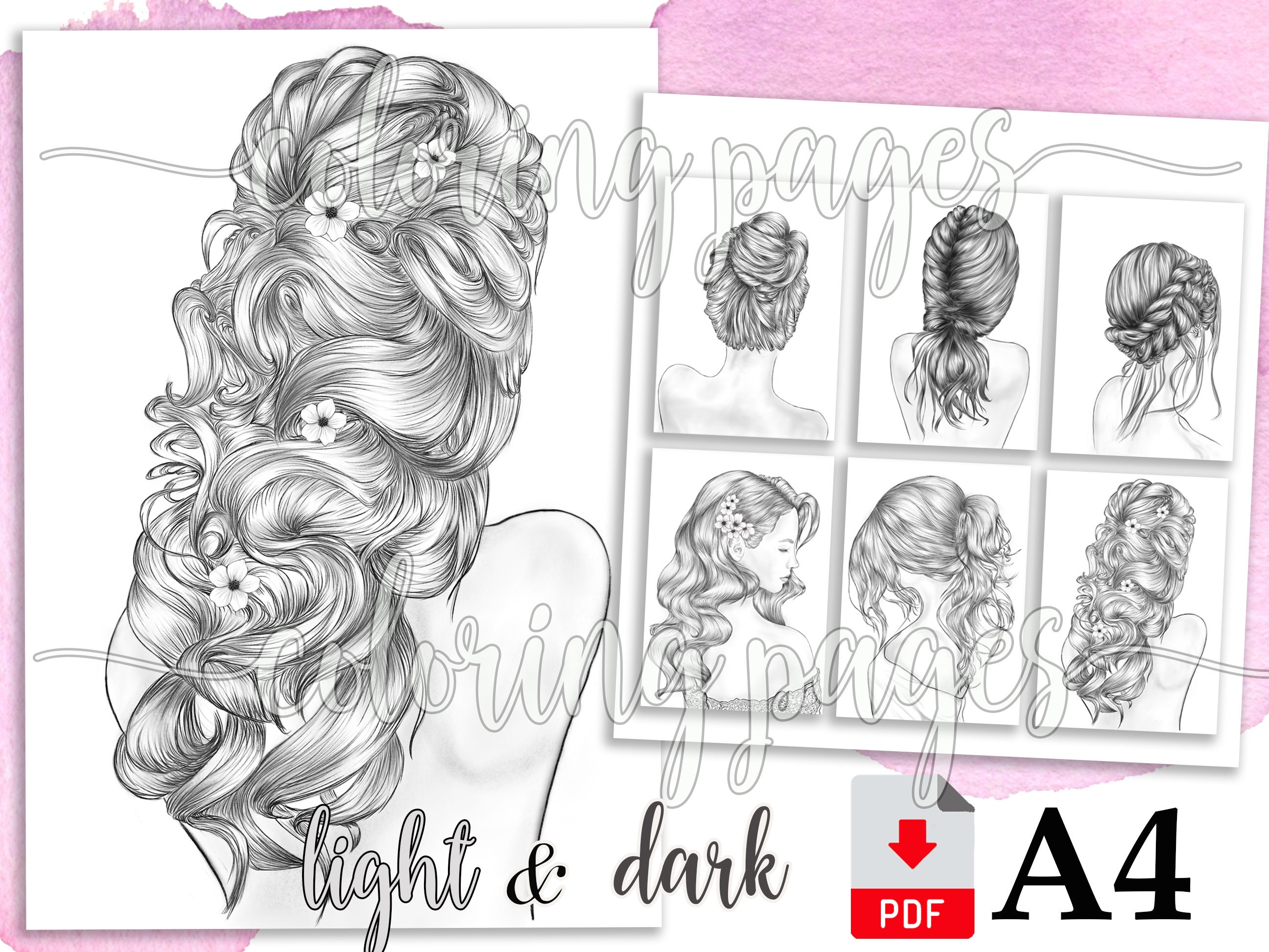 Coloring Girls Pages: HAIRSTYLES COLORING PAGES | Etsy