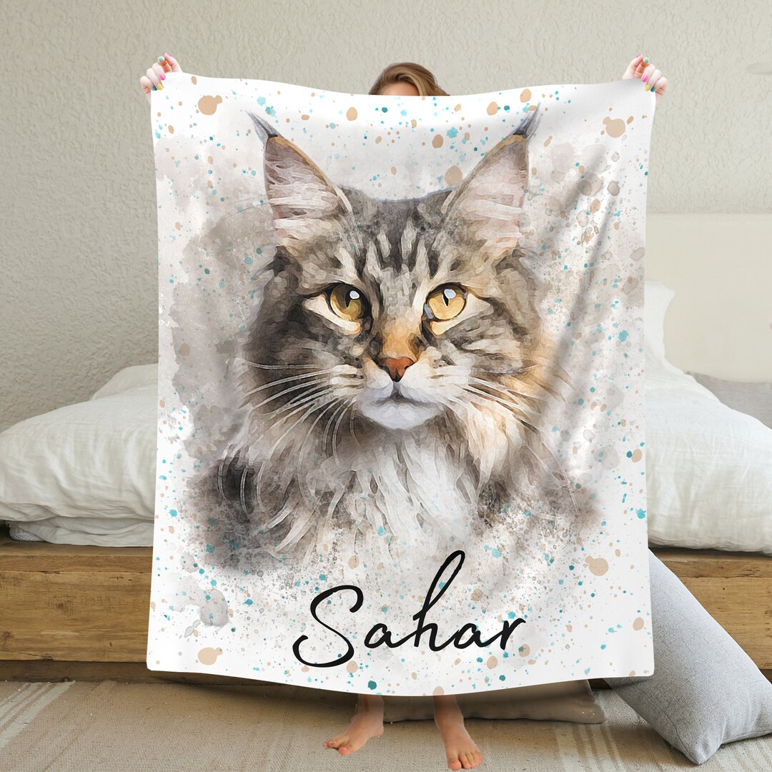 Custom Pet Blanket Using Photo and Name Personalized Cat Etsy