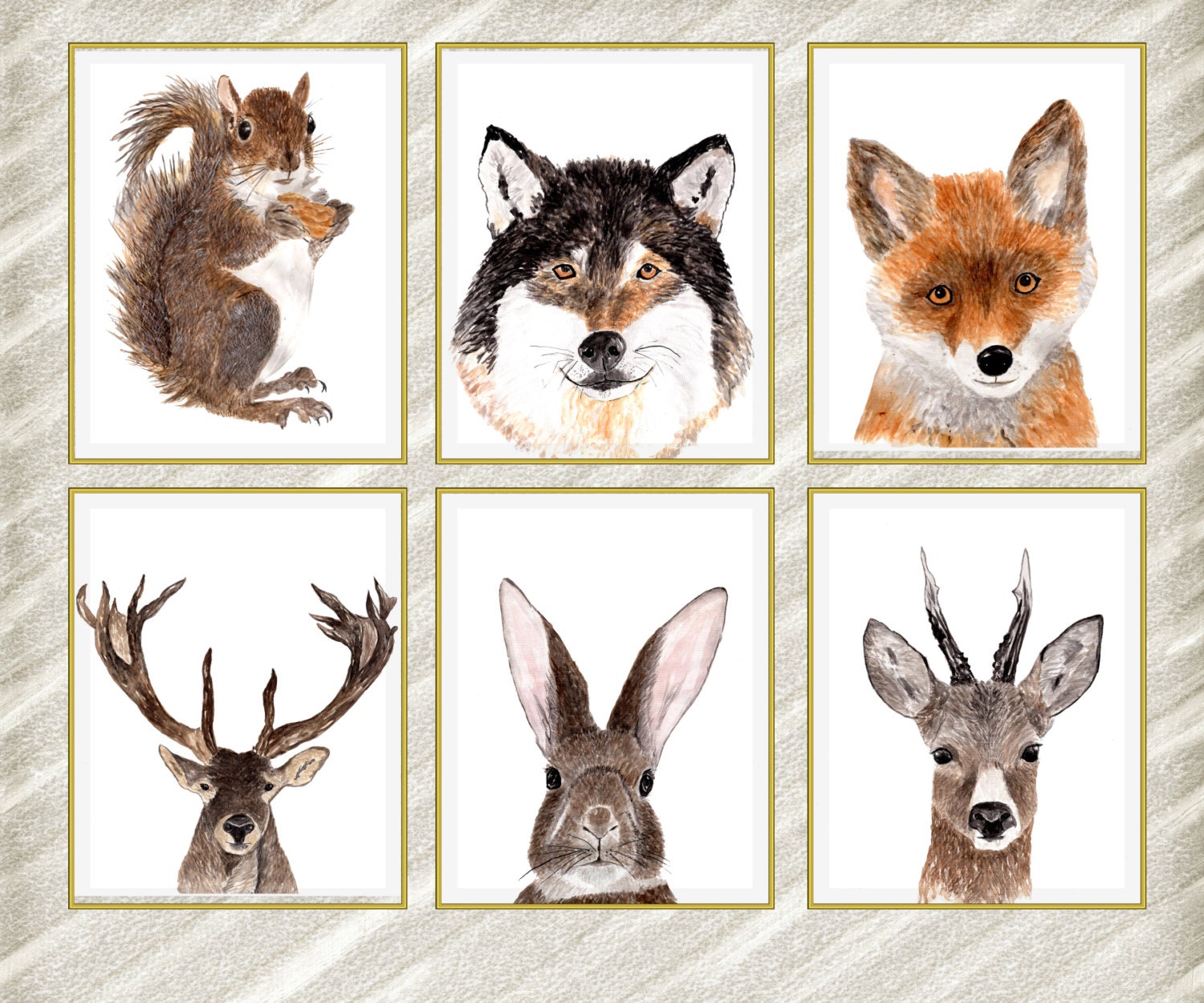 Forest animal digital prints: WOODLAND ANIMALS | Etsy