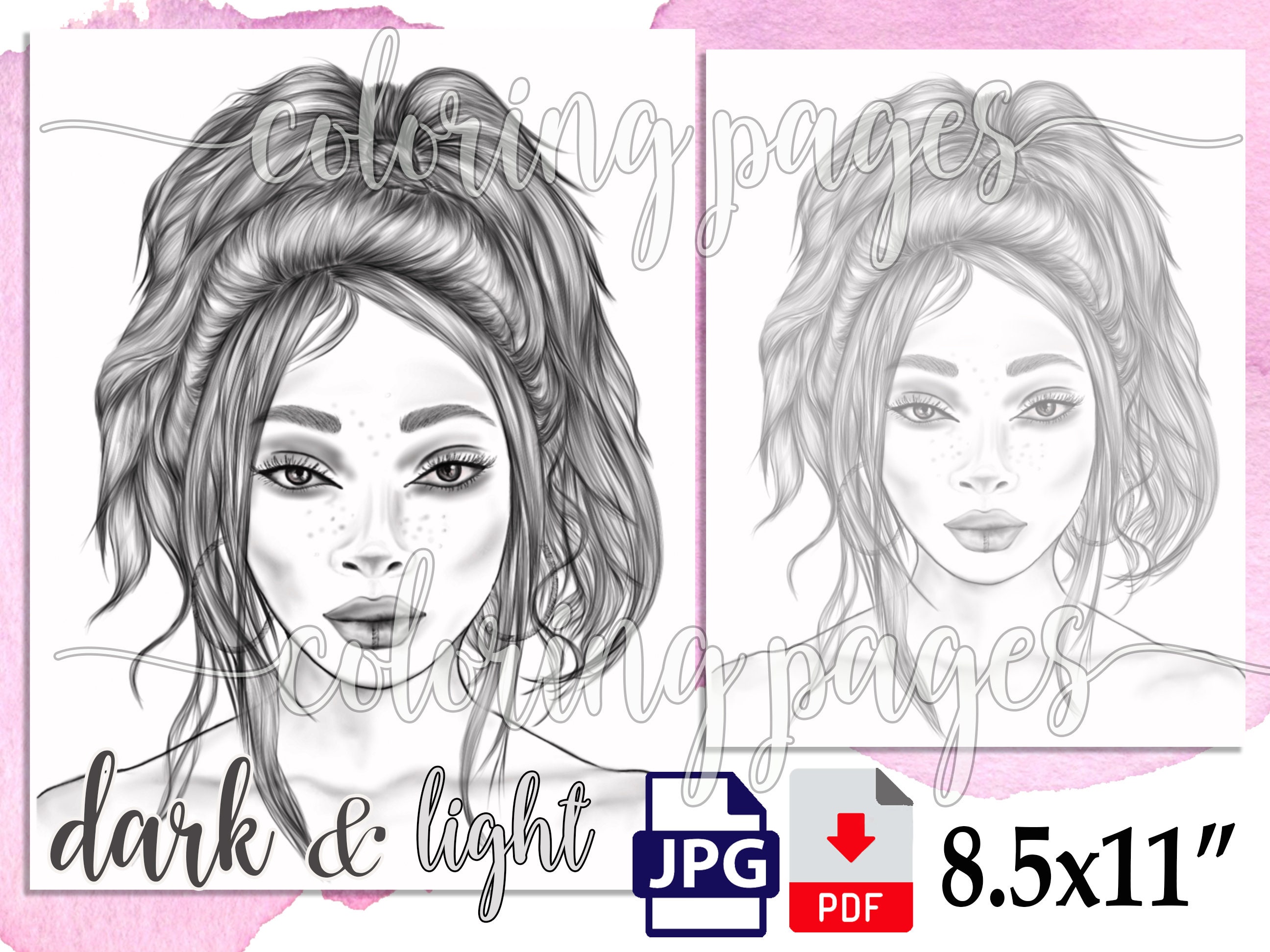 Adult Coloring Pages: GIRL COLORING PAGES | Etsy