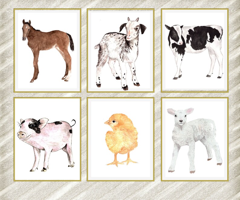 Farm Animal Prints nursery Print Kids Room Prints Etsy