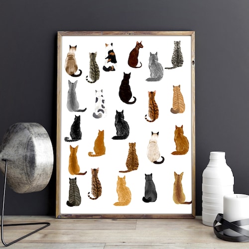 Set of 4 Cat Prints Nursery Wall Art Kitties Printable Art Etsy Canada