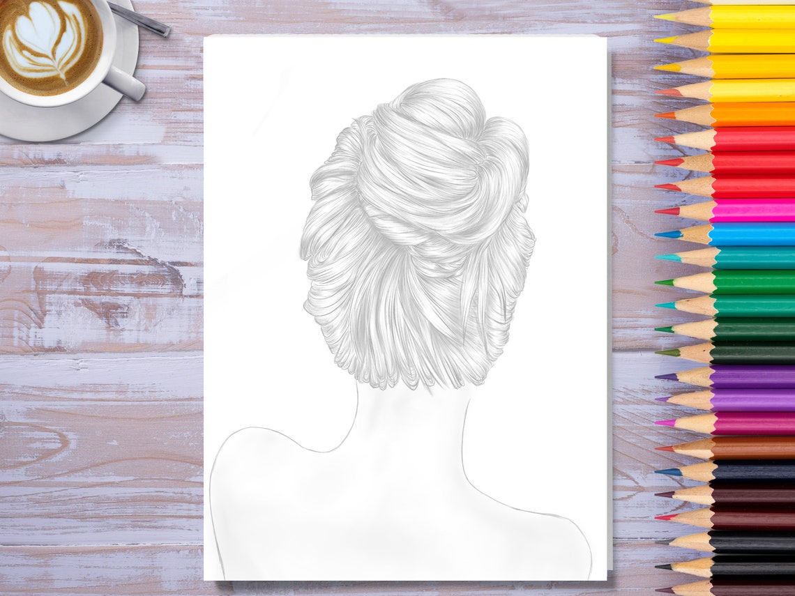 Coloring Girls Pages hairstyles COLORING Pages Etsy