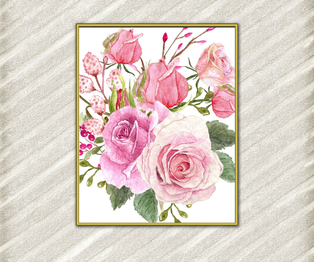 Flower Digital Prints: floral Posters Roses Bouqet - Etsy