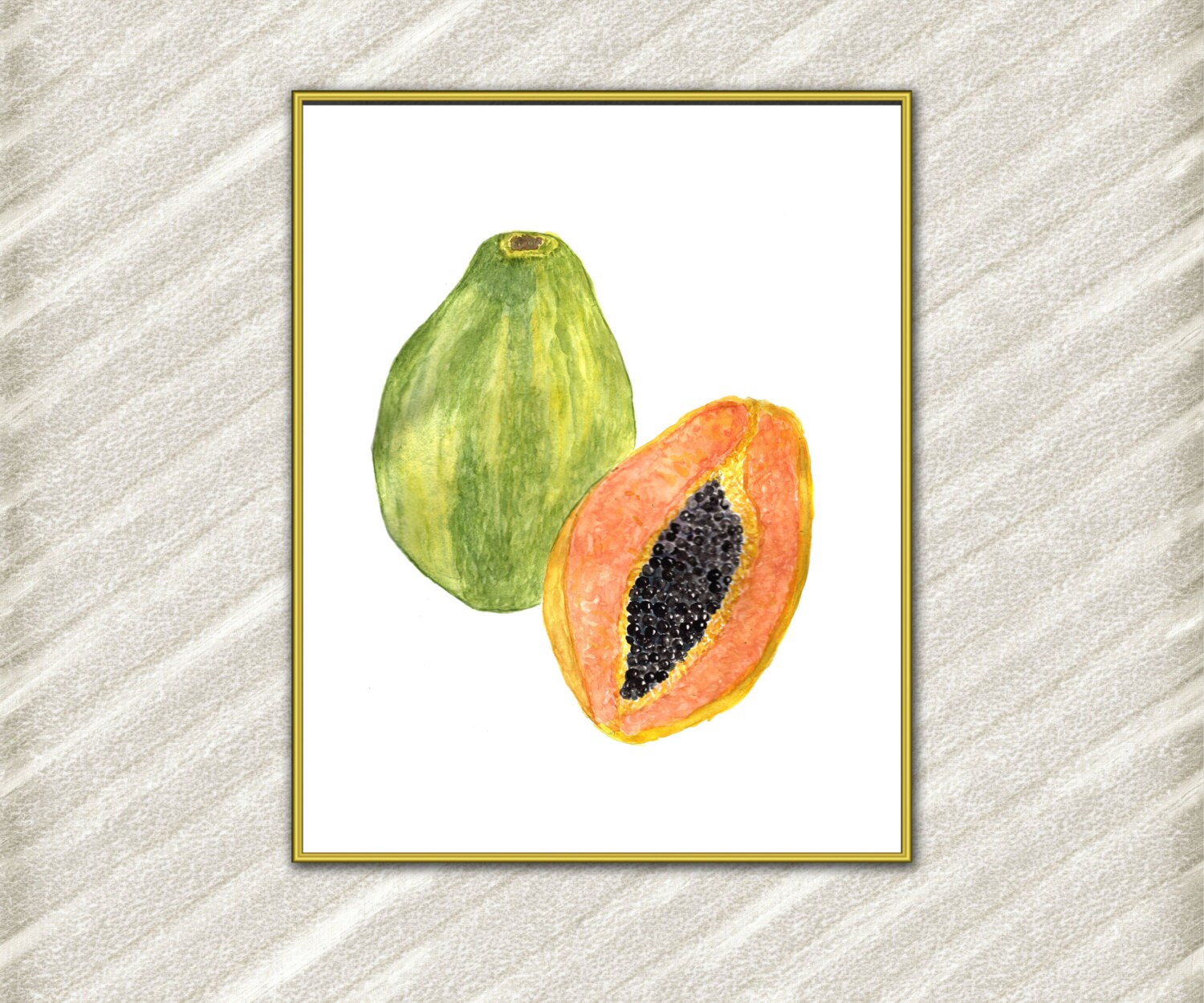 Papaya Art Print Printable Papaya Kitchen wall decor Papaya Etsy