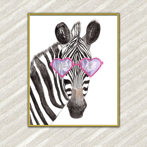 Watercolor Zebra Print: Funny Animals Nursery Art | Etsy