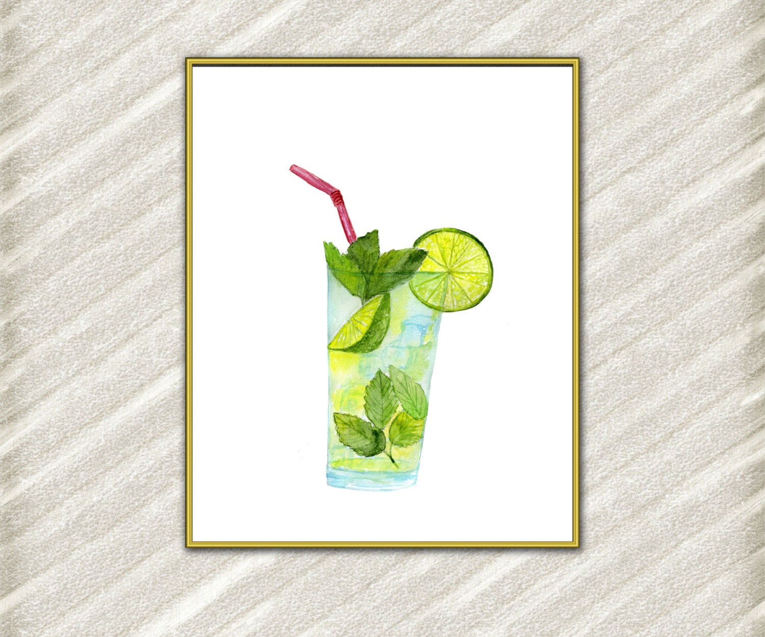 Bar decor cocktail poster Printable art Mojito Cocktail art print