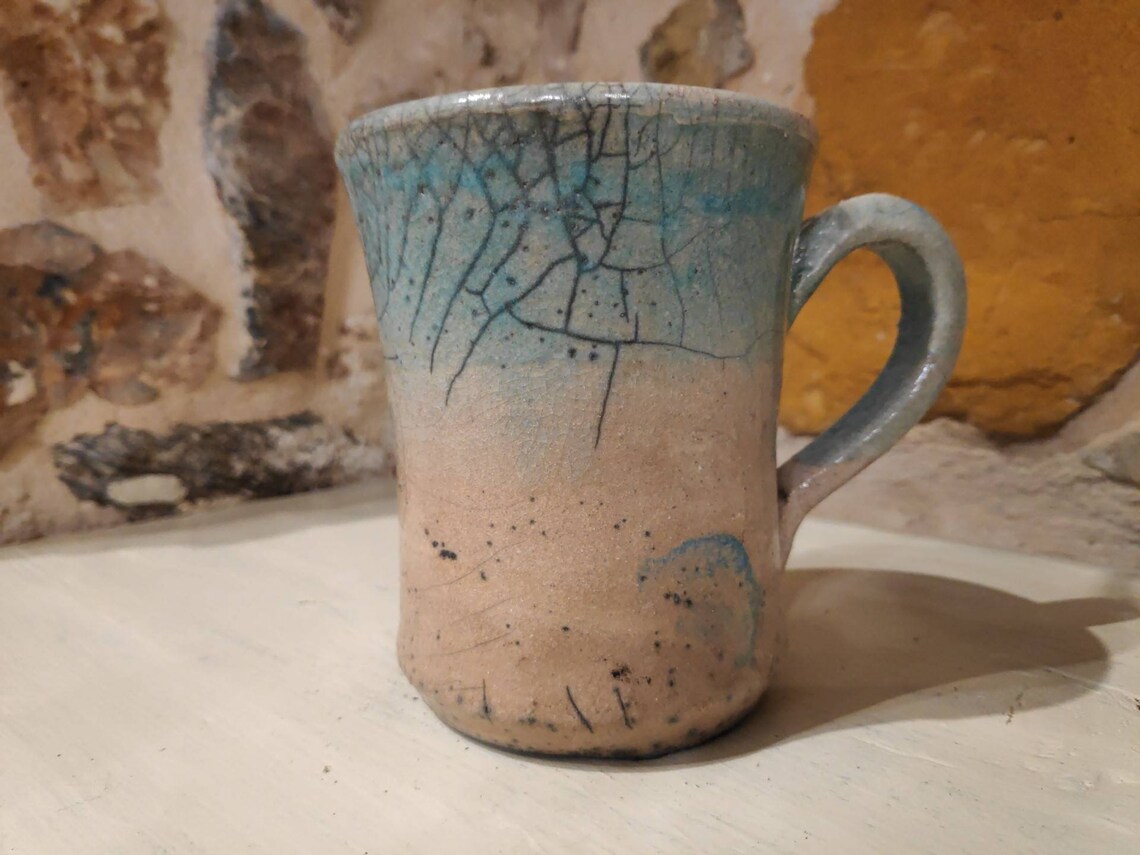 A beautiful big handmade raku ceramic mug Raku pottery mug Etsy