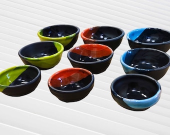 Handmade Pottery Bowls | Three Sets Ceramic Bowls | 9 Pottery Bowls in Total in Three Colors | Dishwasher & Microwave Safe Ceramic Bowl Set