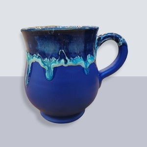 Handthrown Pottery Mug, Raku Pottery Mug Handmade, Gorgeous Artsy Mug, Coffee Tea Cup, Blue Ceramic mug