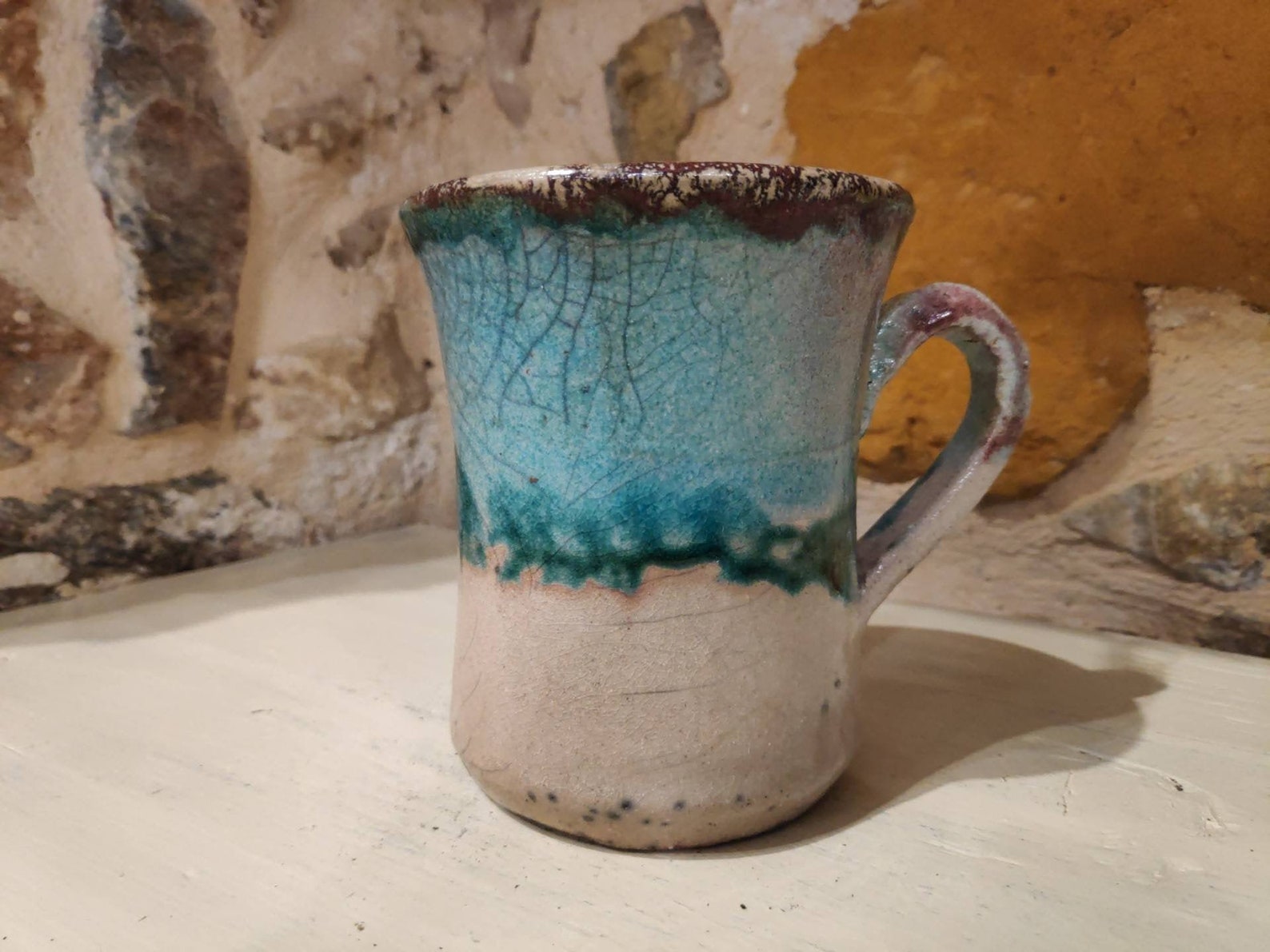 A beautiful big handmade raku ceramic mug Raku pottery mug Etsy