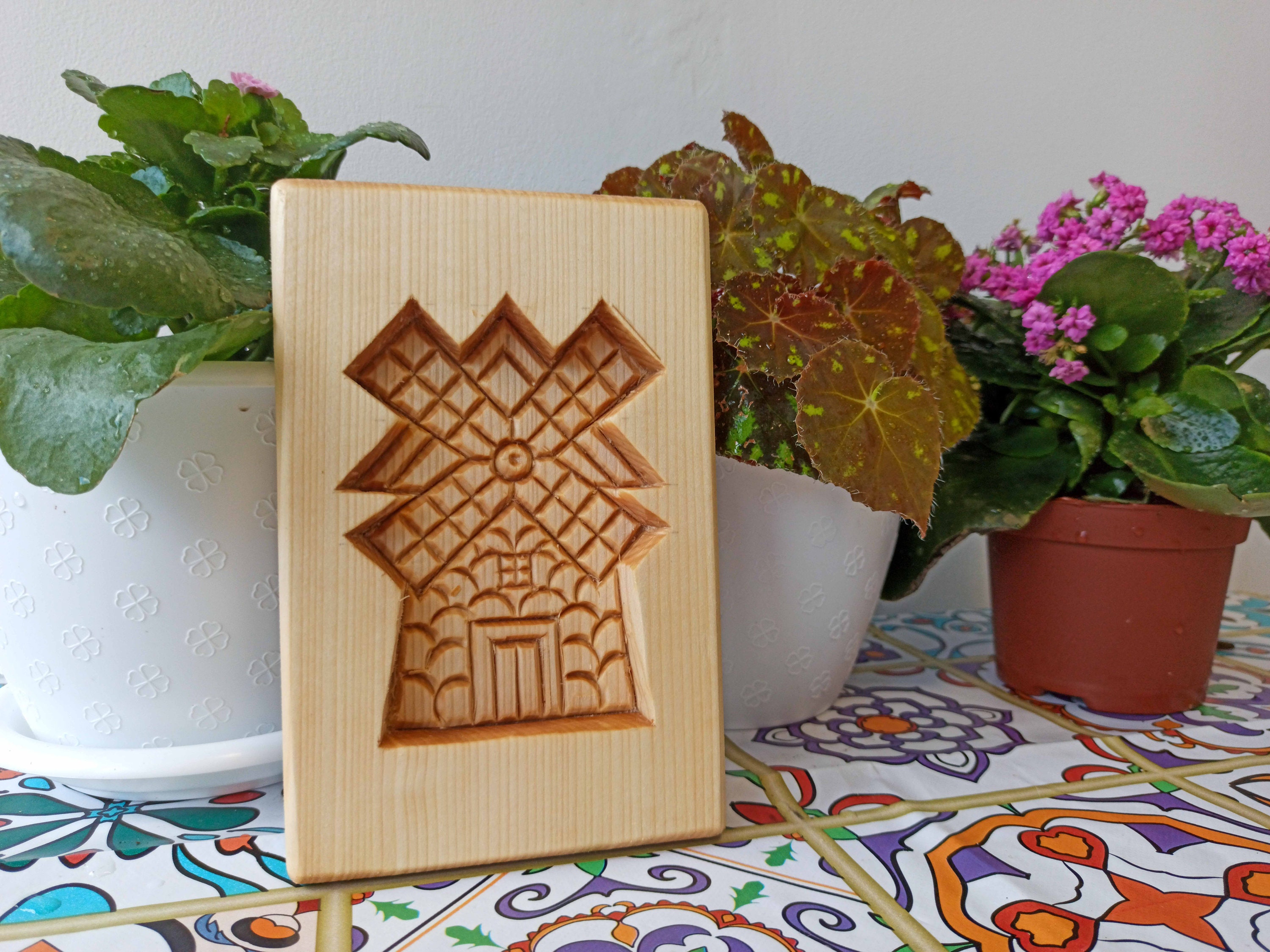 Windmill Wooden Form for Baking Wood Cookie Mold Etsy