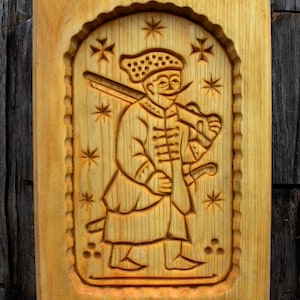 Military soldier Ukrainian Cossack Infantryman Wood cookie mold gingerbread springerle Handmade carved wood Christmas Gift Linden tree