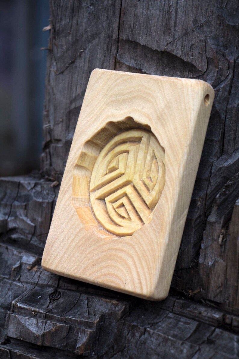 carved wood Cookie mold Kolovrat Linden tree. Handmade