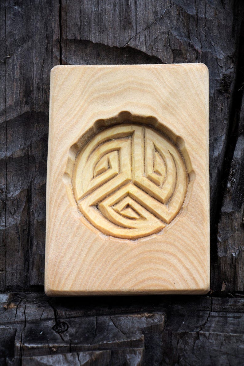 carved wood Cookie mold Kolovrat Linden tree. Handmade