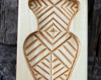 Cookie mold &quot;Tripoli woman&quot;. Handmade, carved wood, Linden tree.
