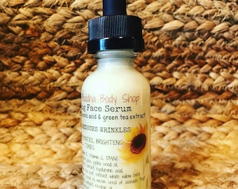 Facial Serum with Hyaluronic Acid & Green Tea Extract, Vitamin Enriched, organic, vegan,  vitamin B3