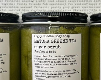 Matcha Green Tea & Aloe Face Scrub, sugar scrub, face care, self care, natural