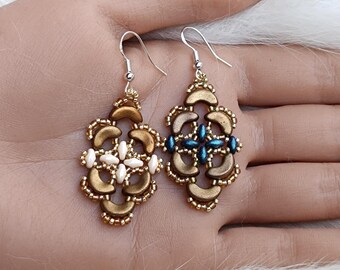 Beaded Earrings Making Guide, "Reina" PDF Beadwork Tutorial (English)