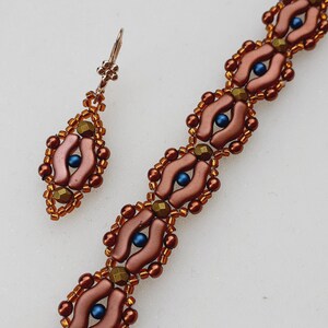 Beading Jewelry Pattern, "Sia" Bracelet and Earrings Tutorial: Bridge and Seed Beads