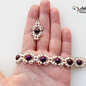 Tutorial de pulsera y aretes de cuentas: Patrón de tejido de cuentas de caramelo (PDF "Vivien")