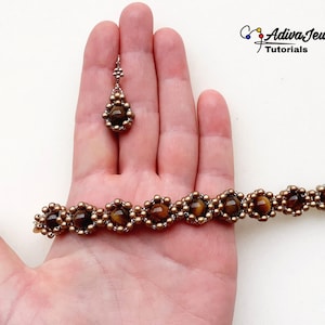 Beaded Jewelry Pattern for Bracelet and Earrings, "Lima" PDF Beadwork Tutorial (English)
