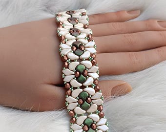 Schema per bracciale largo con perline, "Allegra" - Tutorial di perline in PDF