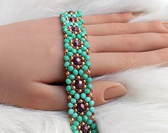 Beaded Floral Bracelet Pattern: Beginner Beadwork Jewelry Tutorial ("Camy" PDF, English)