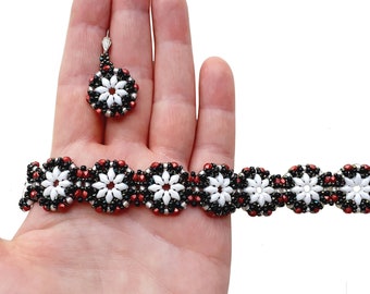 Beaded Bracelet and Earrings Pattern: DIY Seed Beads Tutorial ("Wheely" PDF)